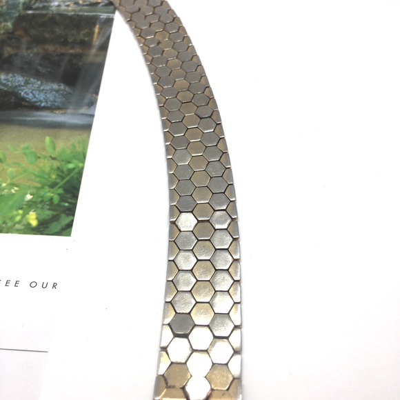 Vtg Crown Trifari Goldsilver Octagon Link Bracelet - Picture 1 of 5